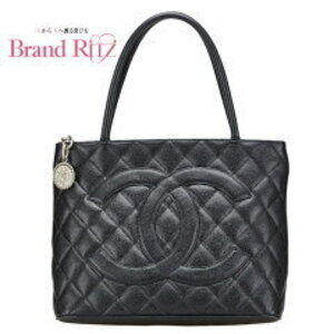 Chanel Coco Mark Reproduction Tote Bag Handbag Black Caviar Leather